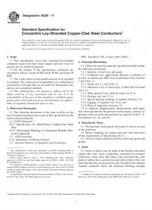 Standard Specification for Concentric-Lay-Stranded Copper-Clad Steel Conductors
