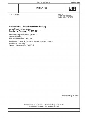 Personal fall protection equipment - Anchor devices; German version EN 795:2012
