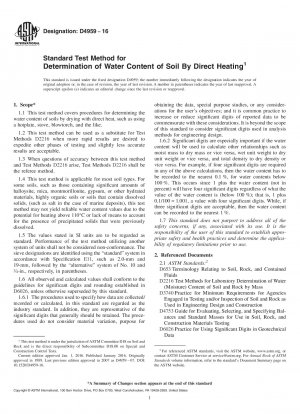 Standard Test Method for  Determination of Water Content of Soil By Direct Heating
