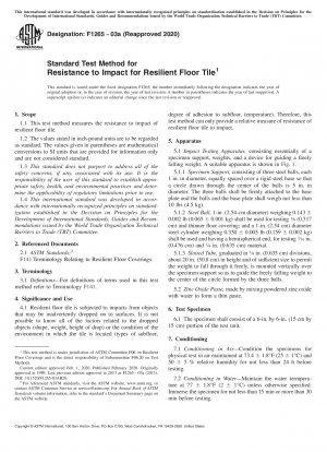 Standard Test Method for Resistance to Impact for Resilient Floor Tile