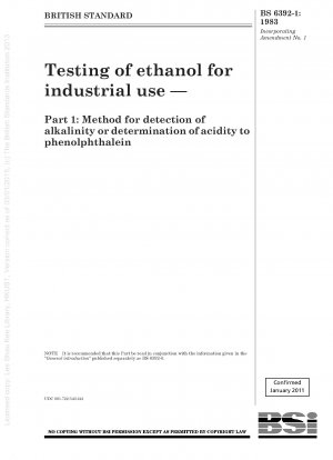 Testing of ethanol for industrial use — Part 1 : Method for detection of alkalinity or determination of acidity to phenolphthalein