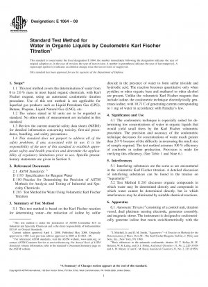Standard Test Method for  Water in Organic Liquids by Coulometric Karl Fischer Titration
