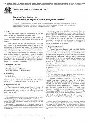 Standard Test Method for Acid Number of Styrene-Maleic Anhydride Resins