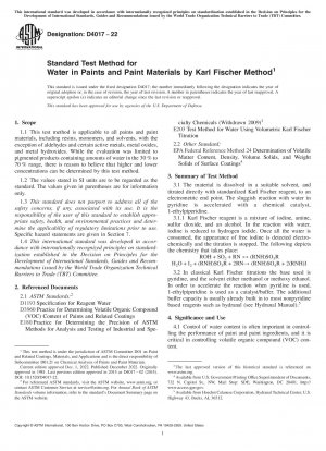 Standard Test Method for Water in Paints and Paint Materials by Karl Fischer Method