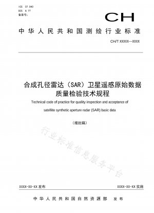 Technical regulations for quality inspection of synthetic aperture radar (SAR) satellite remote sensing raw data