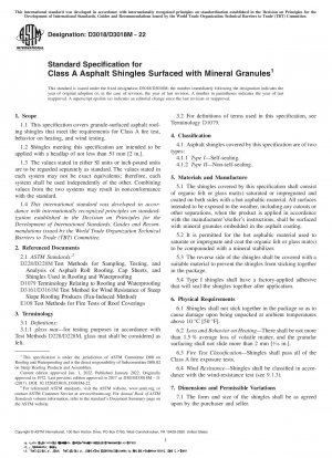 Standard Specification for Class A Asphalt Shingles Surfaced with Mineral Granules