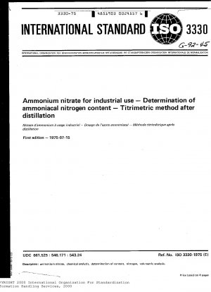 Ammonium nitrate for industrial use; Determination of ammoniacal nitrogen content; Titrimetric method after distillation