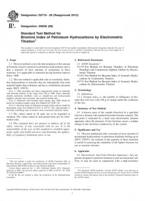 Standard Test Method for  Bromine Index of Petroleum Hydrocarbons by Electrometric Titration