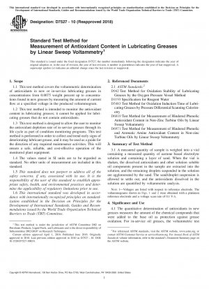 Standard Test Method for Measurement of Antioxidant Content in Lubricating Greases by Linear Sweep Voltammetry