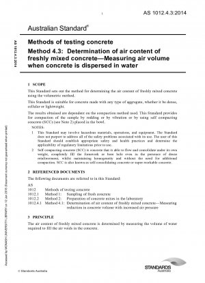 Methods of testing concrete, Method 4.3: Determination of air content of freshly mixed concrete — Measuring air volume when concrete is dispersed in water