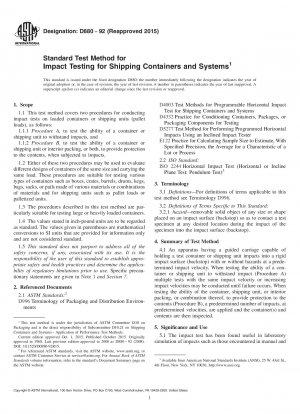 Standard Test Method for Impact Testing for Shipping Containers and Systems