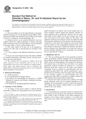 Standard Test Method for Chloride in Mono-, Di- and Tri-ethylene Glycol by Ion Chromatography