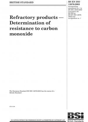 Refractory products — Determination of resistance to carbon monoxide