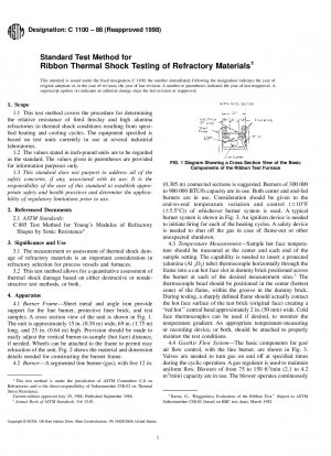 Standard Test Method for Ribbon Thermal Shock Testing of Refractory Materials