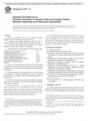 Standard Test Methods for Chemical Analysis of Caustic Soda and Caustic Potash (Sodium Hydroxide and Potassium Hydroxide)