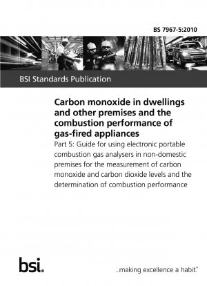 Carbon monoxide in dwellings and other premises and the combustion performance of gas-fired appliances.Part 5: Guide for using electronic portable combustion gas analysers in non-domestic premises for the measurement of carbon monoxide and carbon dioxid