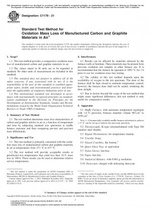 Standard Test Method for Oxidation Mass Loss of Manufactured Carbon and Graphite Materials in Air