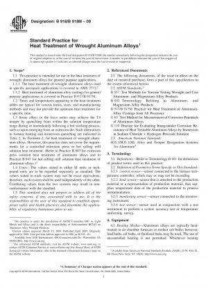 Standard Practice for Heat Treatment of Wrought Aluminum Alloys