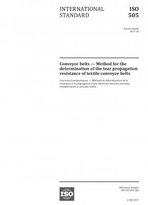 Conveyor belts - Method for the determination of the tear propagation resistance of textile conveyor belts