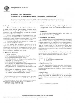 Standard Test Method for Sulfate Ion in Brackish Water, Seawater, and Brines