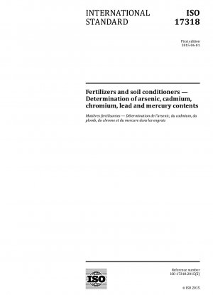 Fertilizers and soil conditioners - Determination of arsenic, cadmium, chromium, lead and mercury contents