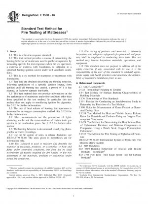 Standard Test Method for Fire Testing of Mattresses