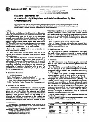 Standard Method Of Test For Aromatics In Light Naphthas And Aviation Gasolines By Gas Chromatography