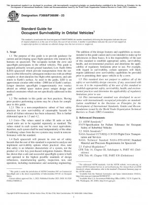 Standard Guide for Occupant Survivability in Orbital Vehicles