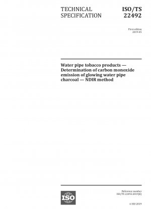 Water pipe tobacco products — Determination of carbon monoxide emission of glowing water pipe charcoal — NDIR method