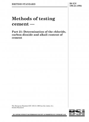 Methods of testing cement — Part 21 : Determination of the chloride, carbon dioxide and alkali content of cement