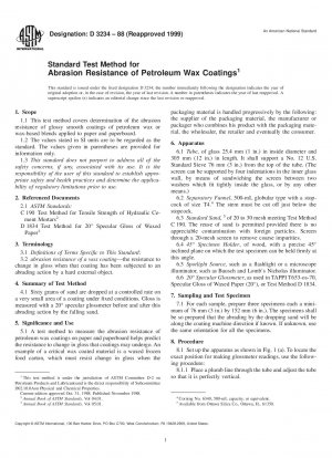 Standard Test Method for Abrasion Resistance of Petroleum Wax Coatings