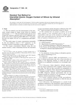 Standard Test Method for Interstitial Atomic Oxygen Content of Silicon by Infrared Absorption