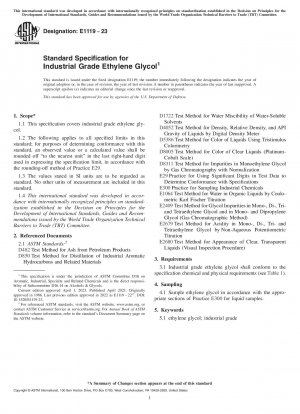 Standard Specification for Industrial Grade Ethylene Glycol