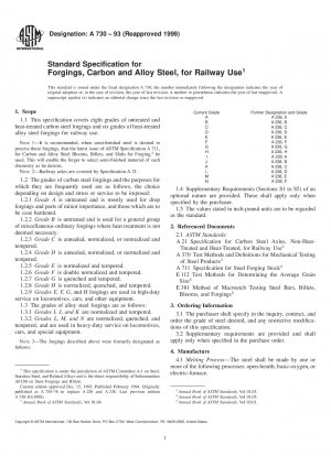 Standard Specification for Forgings, Carbon and Alloy Steel, for Railway Use