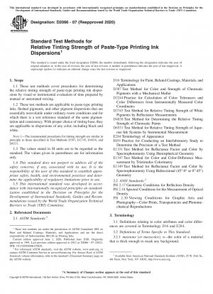 Standard Test Methods for Relative Tinting Strength of Paste-Type Printing Ink Dispersions