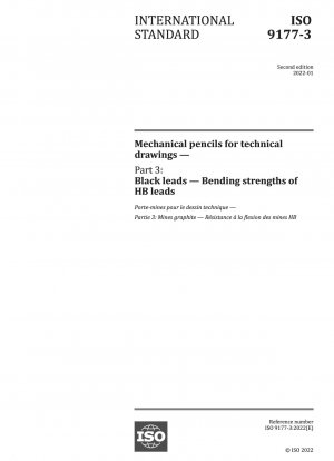 Mechanical pencils for technical drawings — Part 3: Black leads — Bending strengths of HB leads