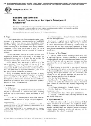 Standard Test Method for Hail Impact Resistance of Aerospace Transparent Enclosures