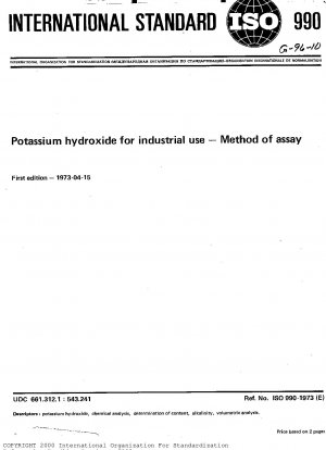 Potassium hydroxide for industrial use; Method of assay