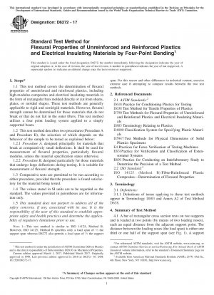 Standard Test Method for Flexural Properties of Unreinforced and Reinforced Plastics and Electrical Insulating Materials by Four-Point Bending