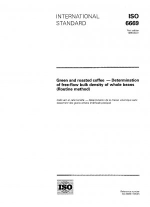 Green and roasted coffee - Determination of free-flow bulk density of whole beans (Routine method)