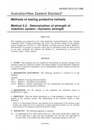 Methods of testing protective helmets - Determination of strength of retention system - Dynamic strength