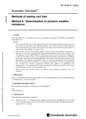 Methods of testing roof tiles - Determination of dynamic weather resistance