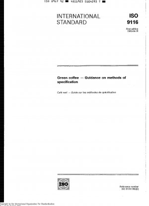 Green coffee; guidance on methods of specification