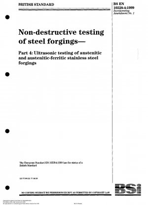 Non-destructive testing of steel forgings. Ultrasonic testing of austenitic and austenitic-ferritic stainless steel forgings