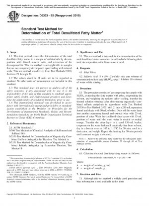 Standard Test Method for Determination of Total Desulfated Fatty Matter
