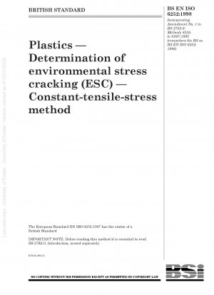 Plastics — Determination of environmental stress cracking (ESC) — Constant - tensile - stress method