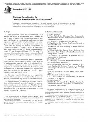 Standard Specification for Uranium Hexafluoride for Enrichment
