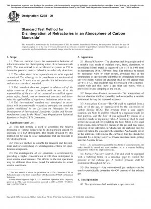 Standard Test Method for Disintegration of Refractories in an Atmosphere of Carbon Monoxide