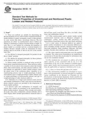Standard Test Methods for Flexural Properties of Unreinforced and Reinforced Plastic Lumber and Related Products