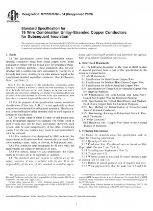 Standard Specification for 19 Wire Combination Unilay-Stranded Copper Conductors for Subsequent Insulation